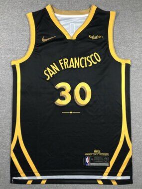 Golden State Warriors Steph Curry #30 Black/Gold Basketball Tank